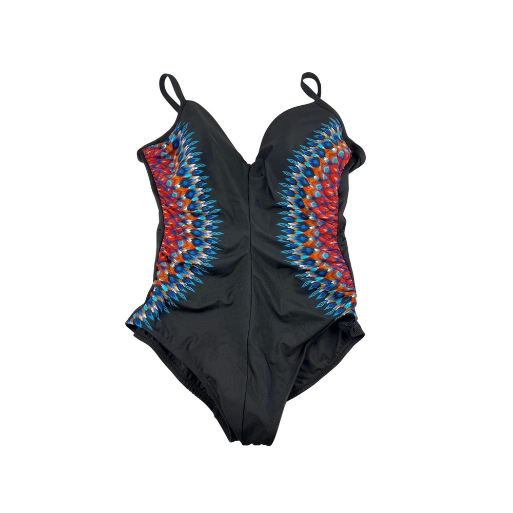Miraclesuit Temptation Black Multi One Piece Swimsuit 6552658 Size 14 NEW